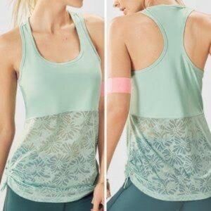 Fabletics Cashel Racerback Tank II Lace Sea Glass Green Size Small S $44.95